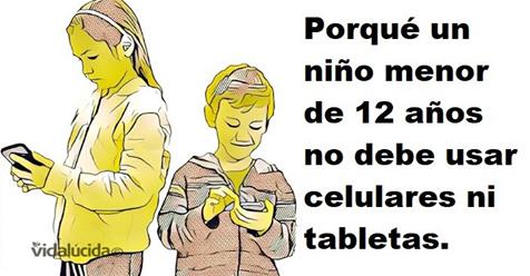 Niños de 12 años con Tablets y celulares